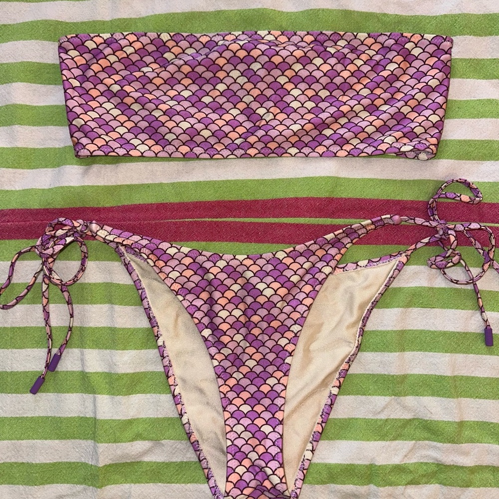 TRIANGL Purple & Pink Mermaid Scale Bikini Set